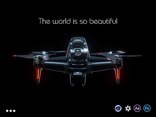 产品渲染-暗调无人机