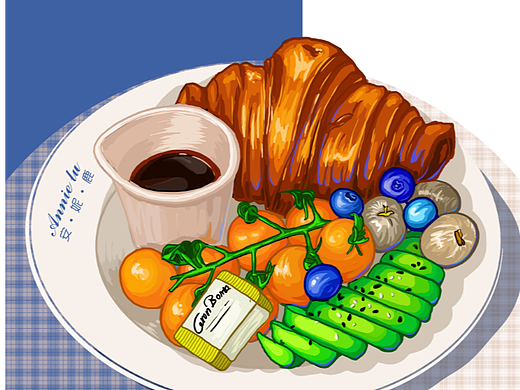 美食线稿风插画系列--美丽的早餐