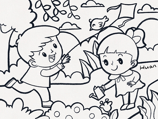 春天当然要放风筝 儿童插画