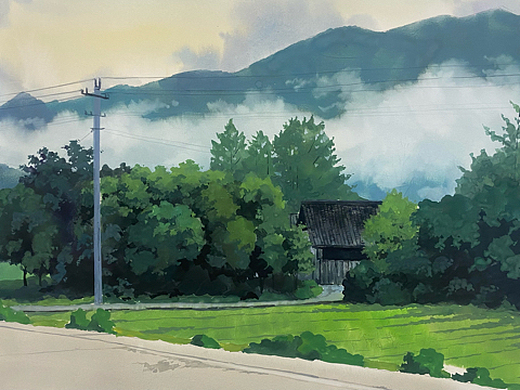 原创水彩插画之老樟树