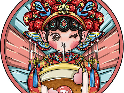 龙妹的饮品贴纸设计好咯～（个人主页-ZNTk4ODk3MzI=） - 商业插画 - 站酷设计师钒叔的猫原创素材 - 站酷ZCOOL