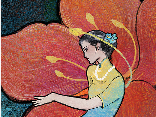 复古风插画-花下（个人主页-ZNjQxNjM5MzY=） - 商业插画 - 站酷设计师AparaLee原创素材 - 站酷ZCOOL