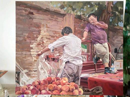 油画创作街头水果贩~