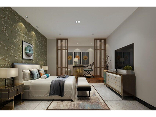 180平新中式风格四居室装修效果图欣赏