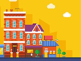 扁平插畫(huà)，樓房
