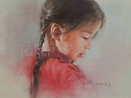 彩铅色粉混合人物