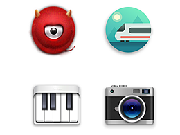 写实手机界面图标插画