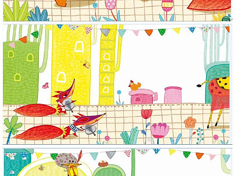 儿童插画，快乐森林