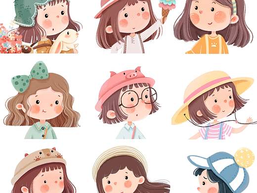 一组可爱的女孩子