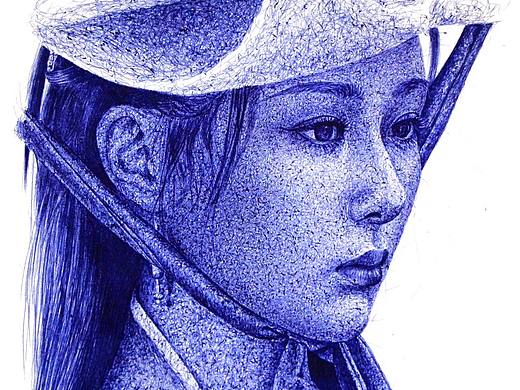 圆珠笔画  杨紫