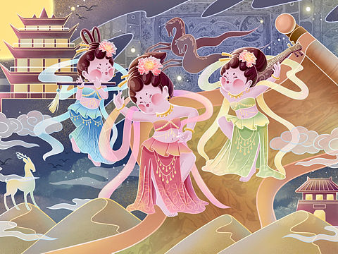 敦煌party（个人主页-ZNTMwMjk2NDA=） - 创作习作 - 站酷设计师张三斤ZHY原创素材 - 站酷ZCOOL