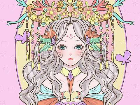 山海经灵兽系列（一）矢量插画古风人物