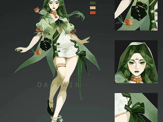 【角色设计】竹叶清茶拟人