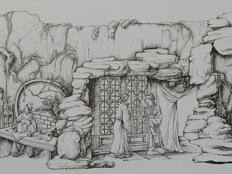 浮雕景墙设计手稿