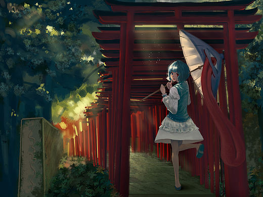 人物场景插画 东方project同人