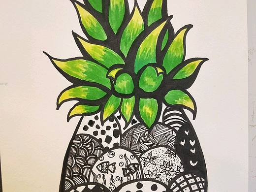 线描凤梨