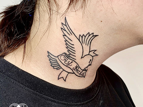 脖子🕊 云南纹身 昆明纹身 废墟刺青