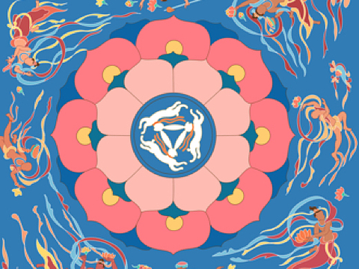 《敦煌神韵》藻井图案创新设计平面-图案1年前坛梦旅插画-创作习作1年