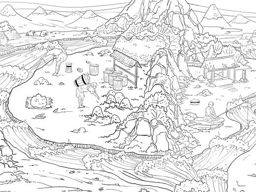 日式线描浮世绘