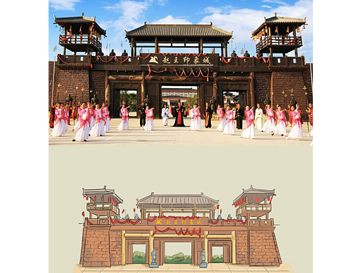 邯郸 赵王印象城  手绘建筑 