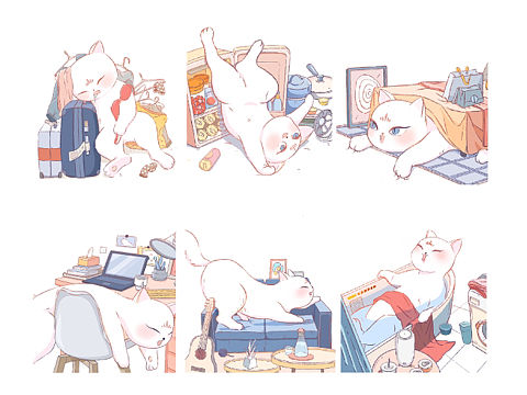 偷得猫生半日闲IPad绘制（个人主页-ZMzgwNTQ4MDQ=） - 商业插画 - 站酷设计师插画师麦子原创素材 - 站酷ZCOOL