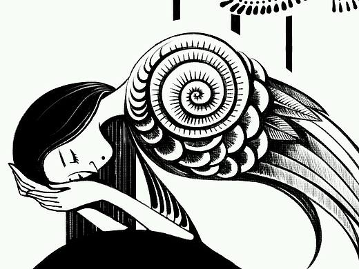 森林之灵，黑白装饰画