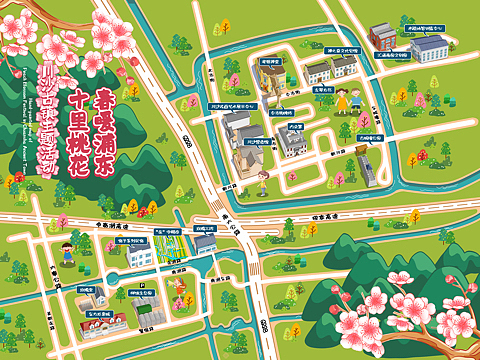 【上海川沙古镇】景区手绘地图定制设计