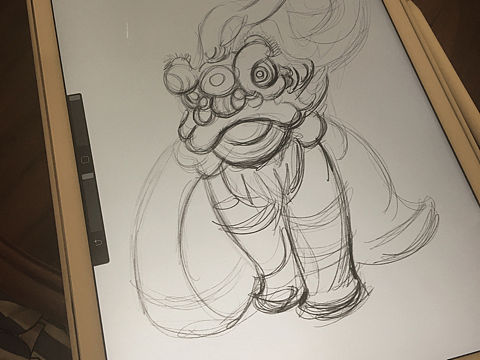 传统狮子元素插画