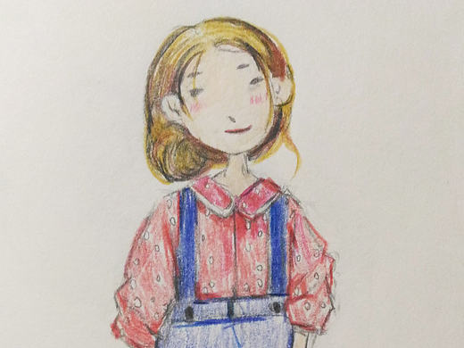 手绘草稿图小女孩