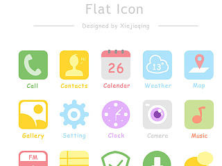 【原創(chuàng)】小清新的簡易扁平化系統(tǒng)圖標(biāo)（Flat Icon）（個人主頁-ZNjI3MzYwOA==） - 圖標(biāo) - 站酷設(shè)計師愛吃的謝小胖原創(chuàng)素材 - 站酷ZCOOL