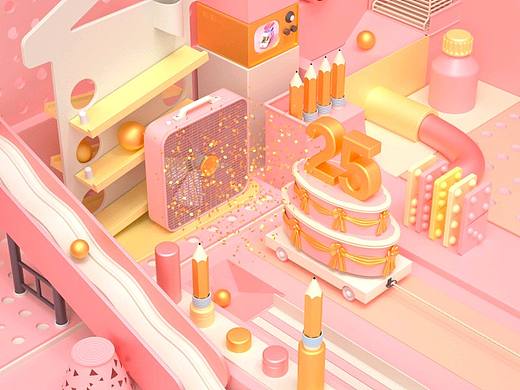 OC渲染器小清新临摹作品排版
