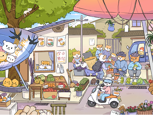 人间烟火——菜市场插画