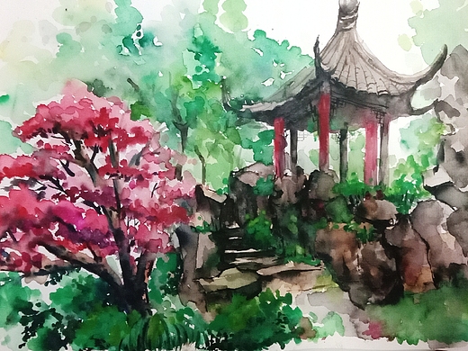 林深不知处纯艺术-绘画15002年前故宫的雪插画-创作习作58002年前春深