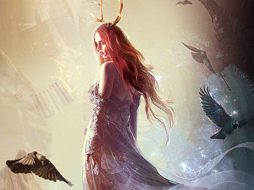 魔幻风格鹿角女合成