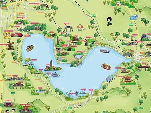 合肥环巢湖旅游手绘地图(个人主页-ZMTM0NTE4MzY=) - 其他平面 - 站酷设计师喵星岛文创原创素材 - 站酷ZCOOL