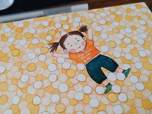 「水彩手绘」日常小插画。海洋球。附过程图