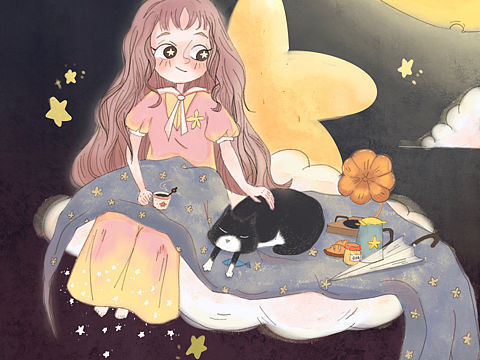 晚安系列-1（个人主页-ZNTU2ODAzMDg=） - 儿童插画 - 站酷设计师虞八仙原创素材 - 站酷ZCOOL