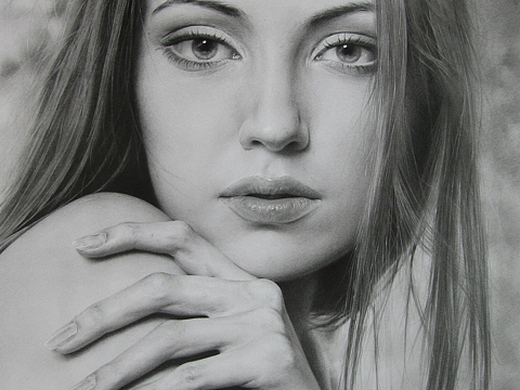超写实素描美女人像