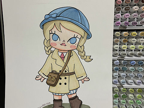 泡泡玛特马克笔手绘