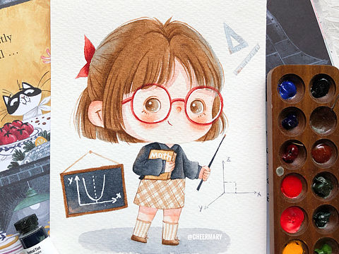 水彩手绘儿童插画职业人物合集
