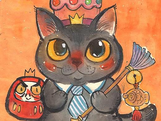 头顶猫粮，心中不慌——一组猫咪涂鸦