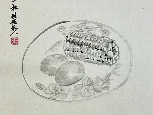 #创作加油站##速写人间烟火#创作，国画《玉米鸡蛋图》