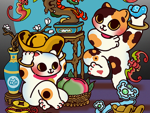 新传统年画——猫咪版