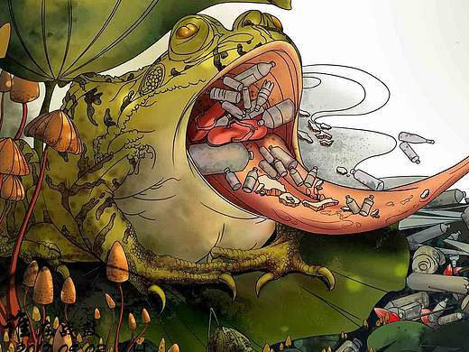 【目击者 1】  插画   环境保护  水污染   青蛙  