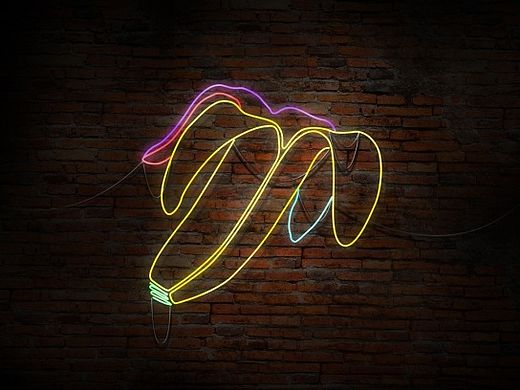 霓虹灯管 设计 banana香蕉夜景，bar