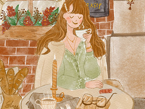 Coffee Time｜水彩板绘｜原创