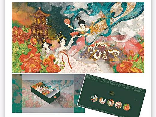 大唐繁花x敦煌飞天（个人主页-ZNTgwMTcxNTY=） - 商业插画 - 站酷设计师冷色调winyang原创素材 - 站酷ZCOOL