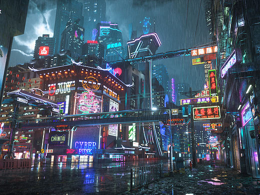 C4D 赛博朋克