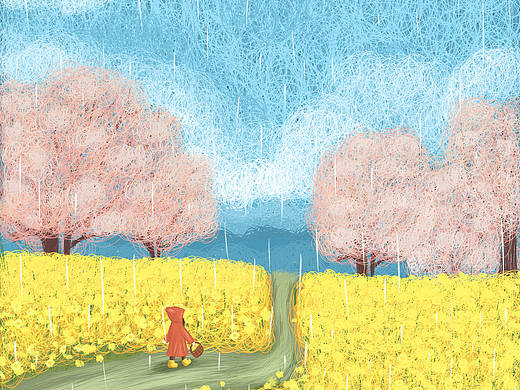 雨落花开（个人主页-ZNDQ5NTgzMDA=） - 创作习作 - 站酷设计师张满月moon原创素材 - 站酷ZCOOL