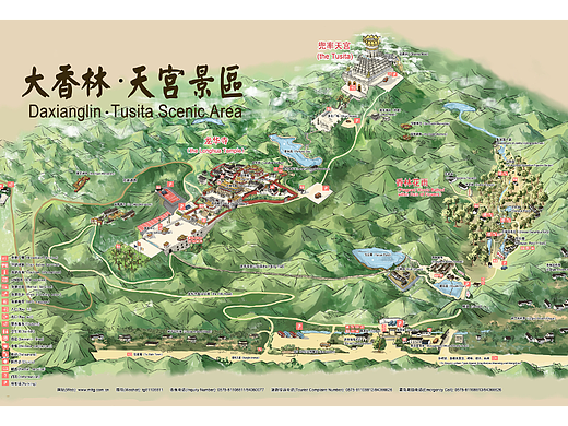 杭州老品牌景区手绘地图手绘画册制作
